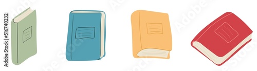 Set of closed books. Hand drawn vector illustration isolated on white background. Education and reading concept for banner, website design or landing web page