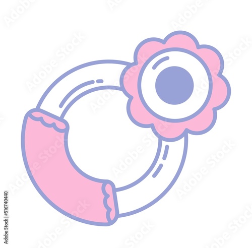 Obraz na plátne Pink baby rattler toy for girls infants, vector