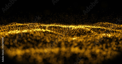 Digital image of yellow digital wave moving against black background
