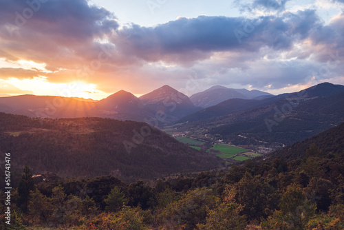 Sunset in the mountains (Alta Garrotxa, Spain)