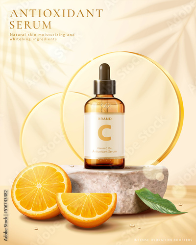 3d vitamin C skincare product ad