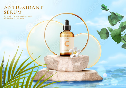 3d summer beach beauty ad template