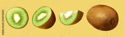 Chopped pieces of green kiwifruits