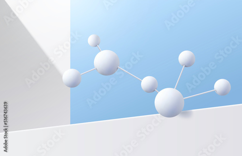 Leinwand Poster 3d white molecule scene design
