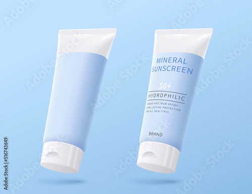 3d blue cosmetic plastic tubes