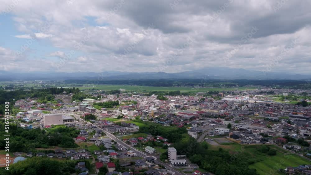 《宮城県》栗原市の街並みの空撮 《宮城県》栗原市の街並みの空撮