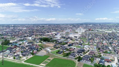 《宮城県》大崎市の街並みの空撮