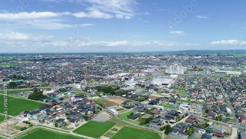 《宮城県》大崎市の街並みの空撮