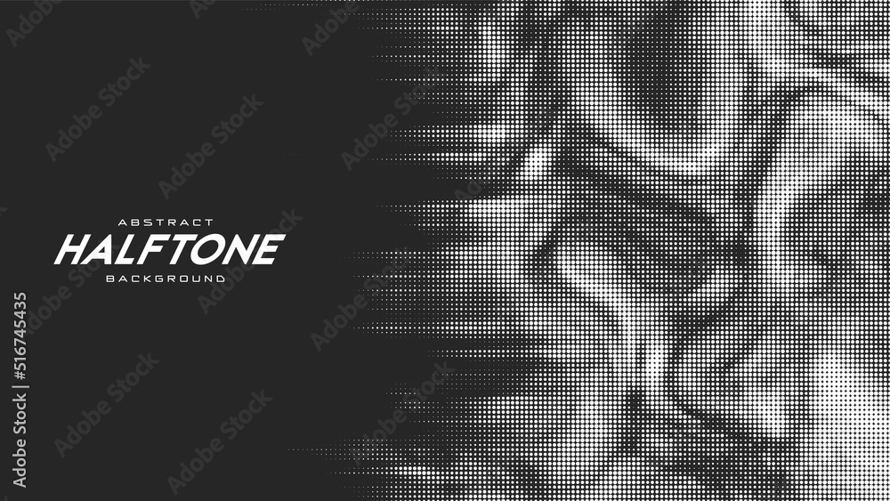 © garrykillian - Abstract vector torn monochrome halftone background. Scrathed dotted texture element.