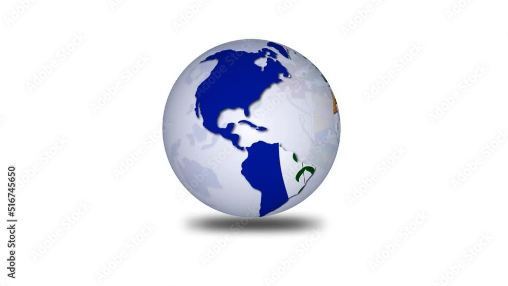 belize flag 3d rotated planet animated white background belize flag 3d rotated planet animated white background