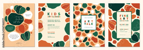 Earth tone universal artistic templates. Suitable for poster, business card, flyer, cover, banner, brochure, email header, post in social networks, advertising, events and other graphic design.