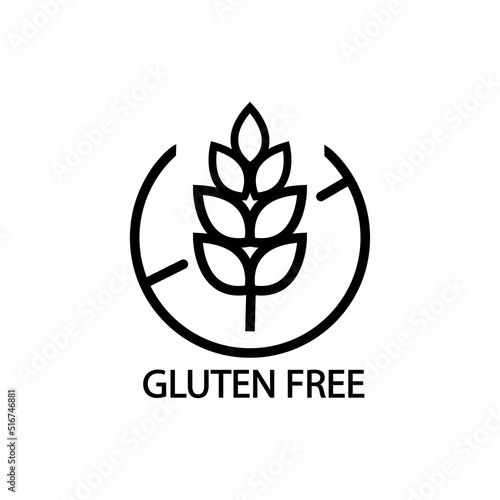 Gluten free food allergy product dietary label flat vector icon for apps and websites