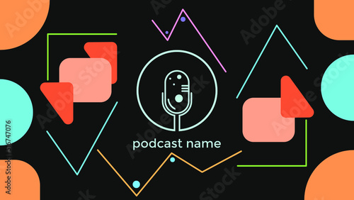 ABSTRACT TEMPLATE PODCAST MICROPHONE FLAT COLOR LIQUID DESIGN BACKGROUND VECTOR. GOOD FOR COVER DESIGN, BANNER, WEB,SOCIAL MEDIA