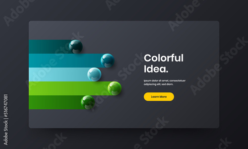 Minimalistic 3D spheres site concept. Isolated magazine cover vector design illustration.