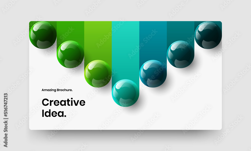Modern handbill vector design illustration. Amazing 3D balls front page template.