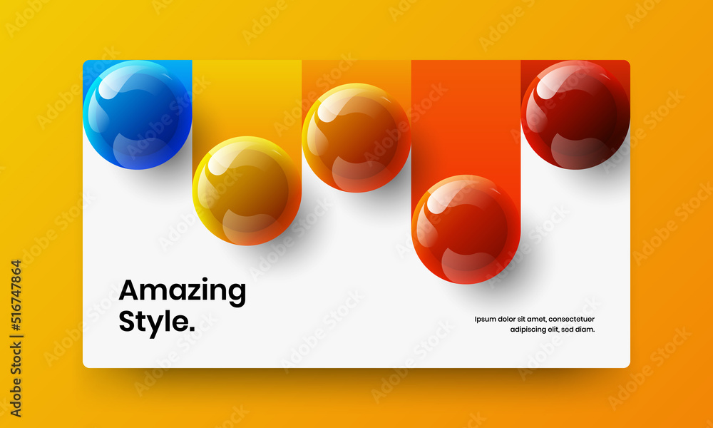 Simple handbill vector design template. Vivid realistic balls company brochure layout.