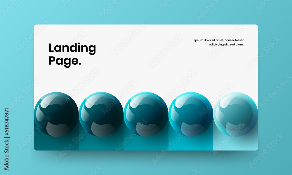 Geometric 3D balls corporate brochure illustration. Creative postcard design vector template.