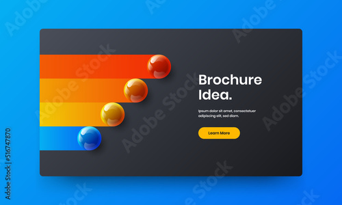 Colorful realistic balls placard layout. Amazing catalog cover vector design template.
