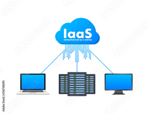 IaaS - Infrastructure as a Service. Cloud technology. Cloud storage icon. Vector illustration.