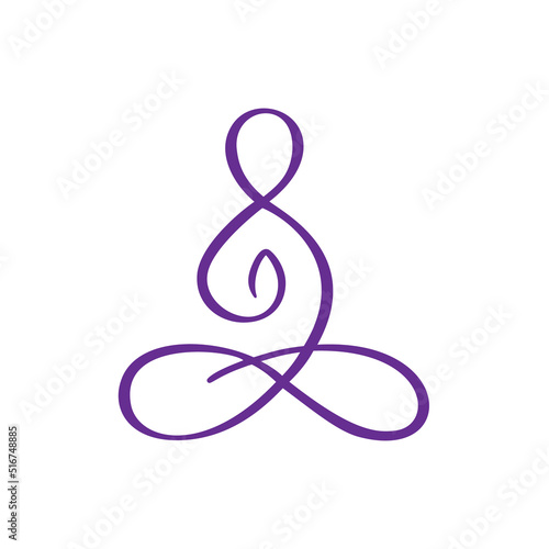 Yoga Lotus pose icon Vector Logo concept. Meditation Yoga Minimal Symbol. Health Spa Meditation Harmony Zen Logotype. Creative Graphic Sign design template