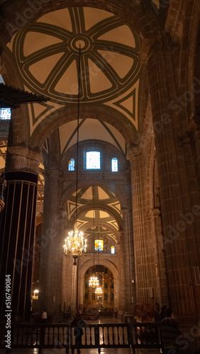 Looking up admiring the beautiful architecture of the interior of the Metropolitan Cathedral in Zocalo  Center of Mexico City  Mexico..