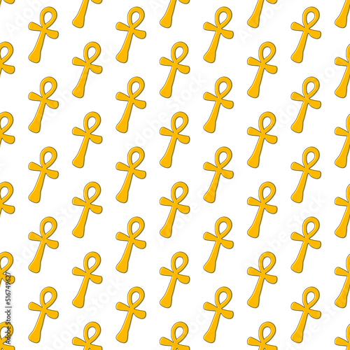 Ancient Egyptian ankh seamless pattern