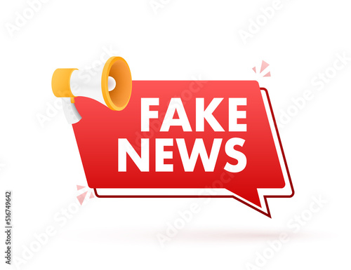 Fake news megaphone, electronic internet fraud. Vector illustration.