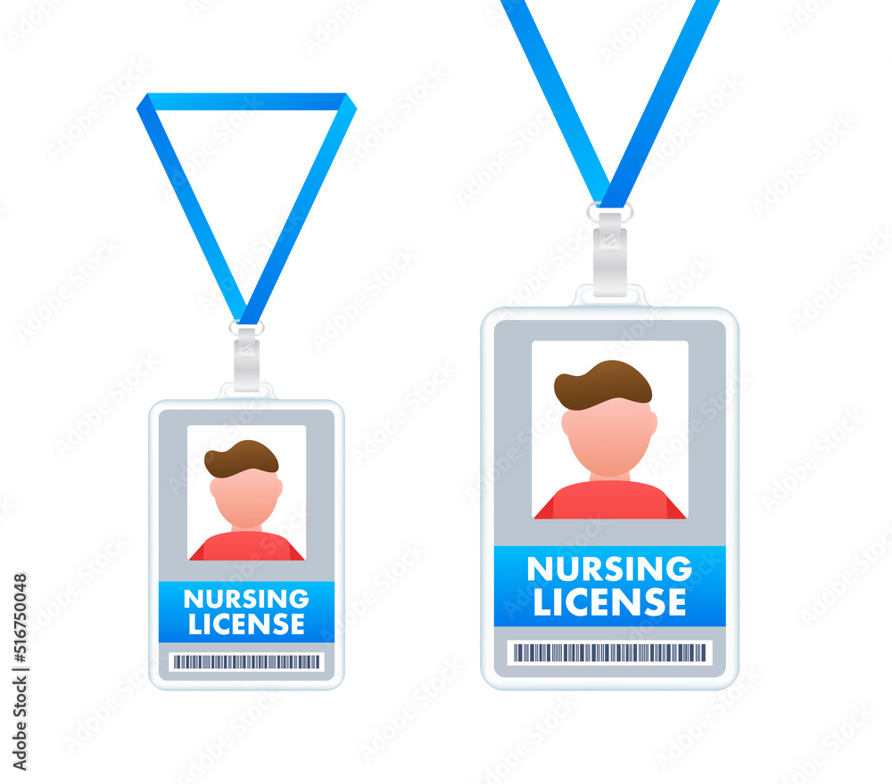 license doctor, nurse. Identification card icon. Medical card. Vector illustration. license doctor, nurse. Identification card icon. Medical card. Vector illustration.