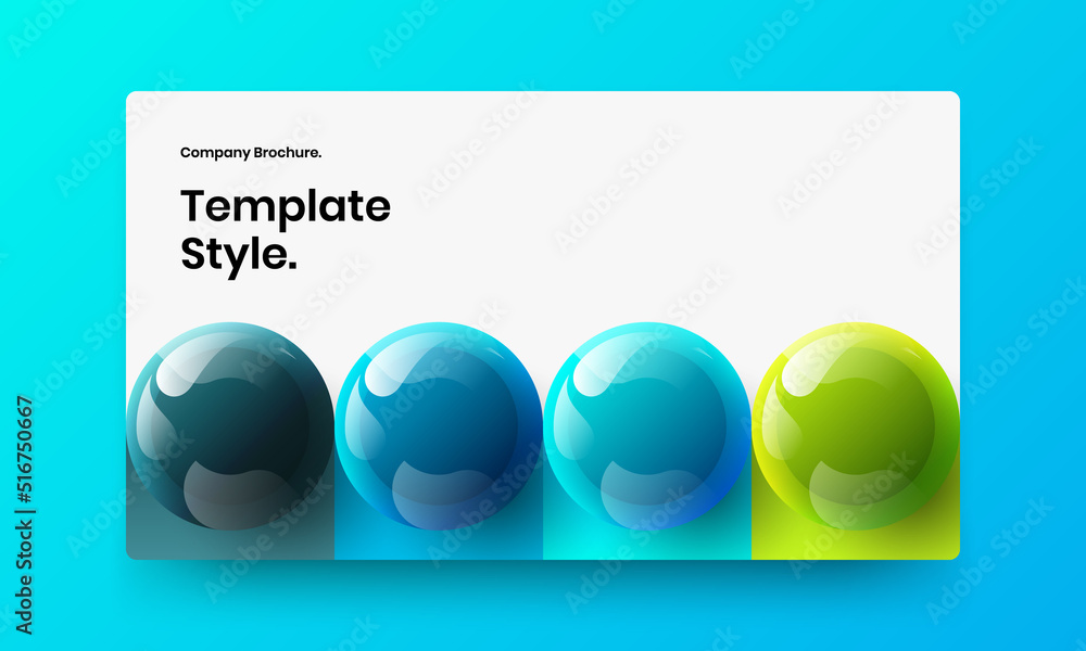 Minimalistic 3D balls corporate identity template. Trendy website design vector layout.