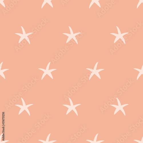 Starfish summer seamless pattern