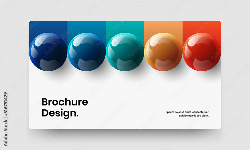 Isolated company brochure vector design concept. Minimalistic 3D balls magazine cover layout.