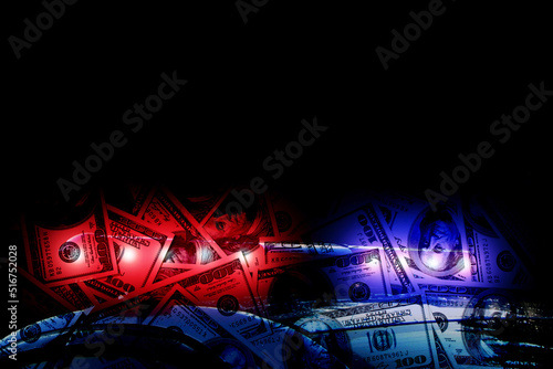 Fotografie Police car and money banknote background