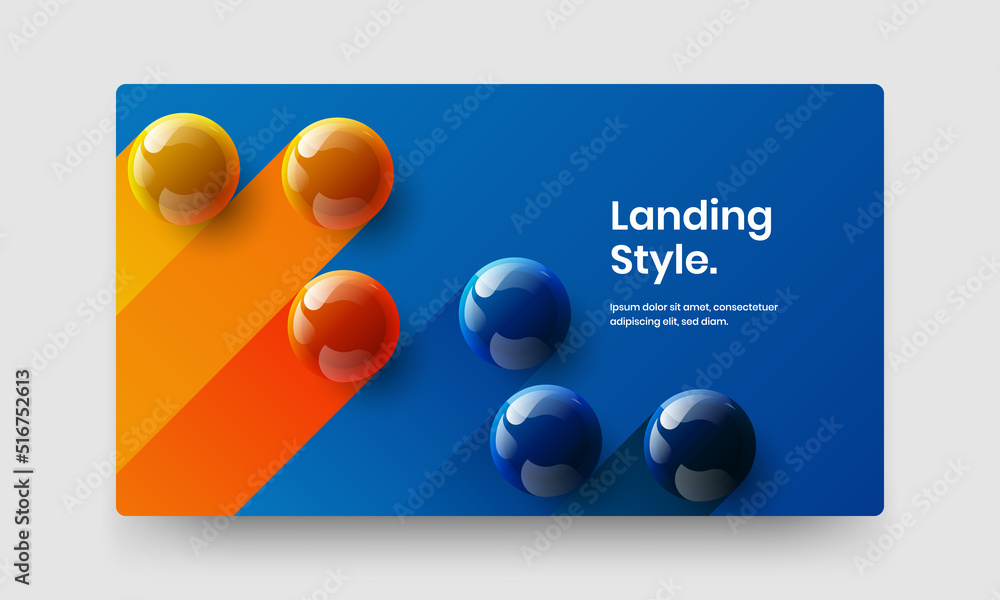 Trendy 3D spheres website screen concept. Creative landing page design vector template.