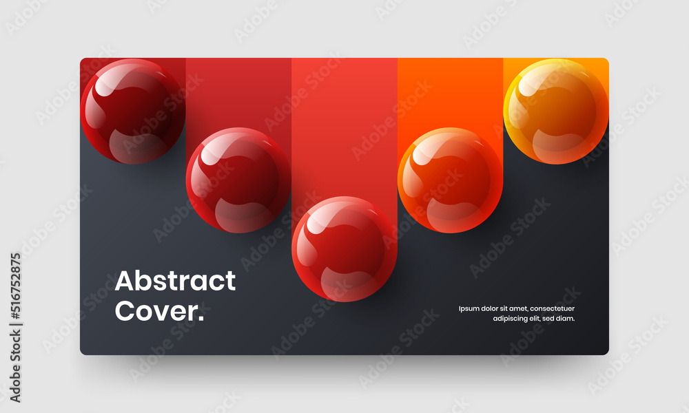 Abstract realistic spheres cover illustration. Fresh placard vector design concept.
