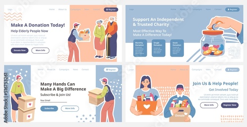 Charity and make donation offer at web page set