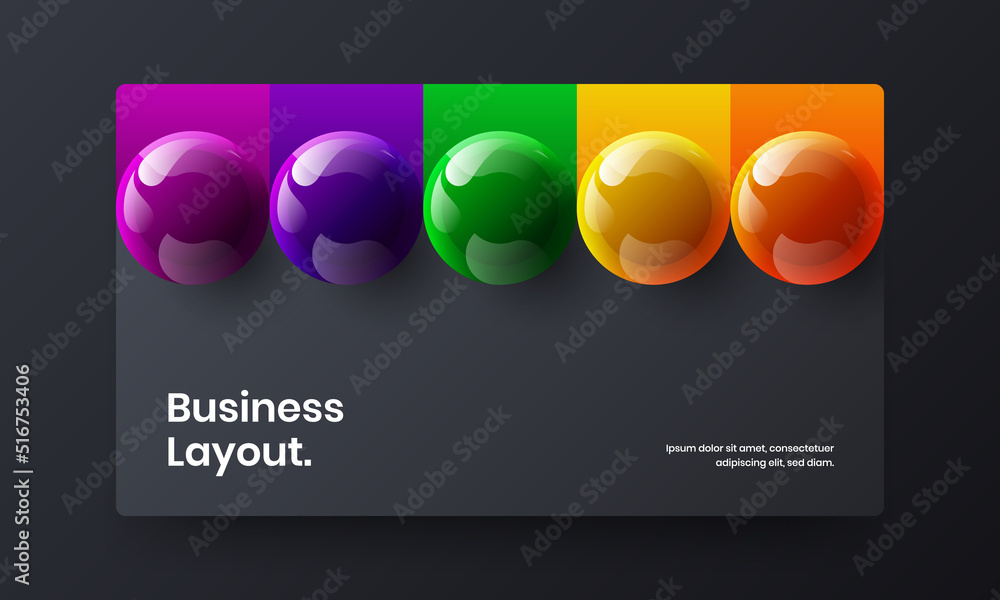 Simple realistic balls brochure illustration. Trendy journal cover vector design layout.