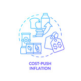 Cost push inflation blue gradient concept icon. Food products price increasing. Inflation type abstract idea thin line illustration. Isolated outline drawing. Myriad Pro-Bold font used