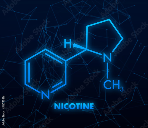 Nicotine tobacco stimulant molecule. Flat vector icon