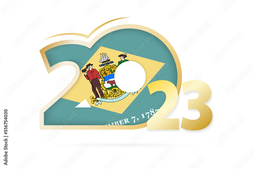 Year 2023 with Delaware Flag pattern.