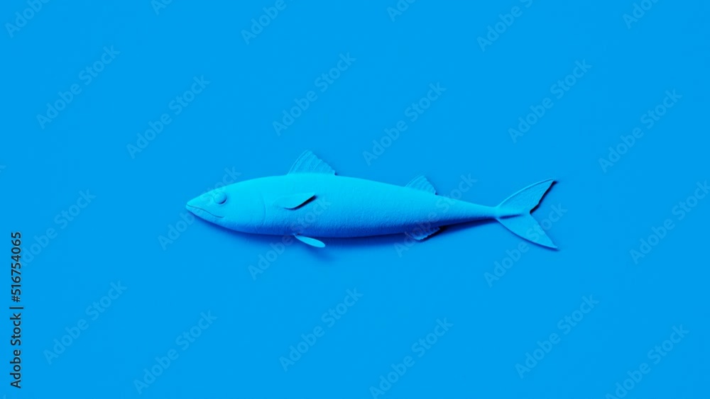 Simple blue monochromatic animation of fish. Mackerel. Fresh seafood. Vitamin D. Simple blue monochromatic animation of fish. Mackerel. Fresh seafood. Vitamin D.
