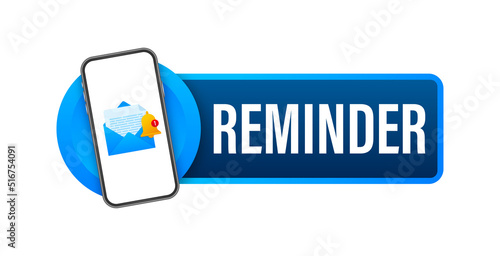 Enable reminder notification. Email notification. Message alert. Vector stock illustration