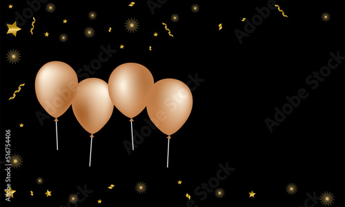 Celebration background greeting card with balloons and confetti.