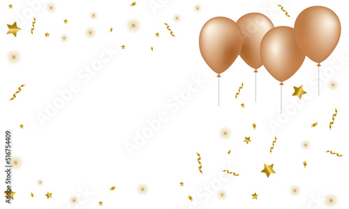 Celebration background greeting card with balloons and confetti.