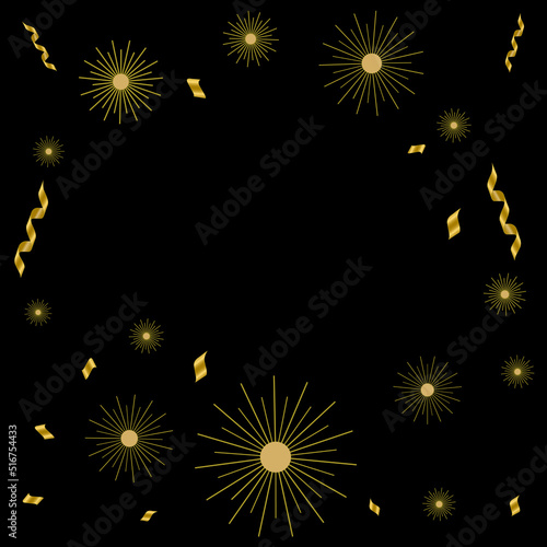 Celebration background greeting card with confetti and stars.