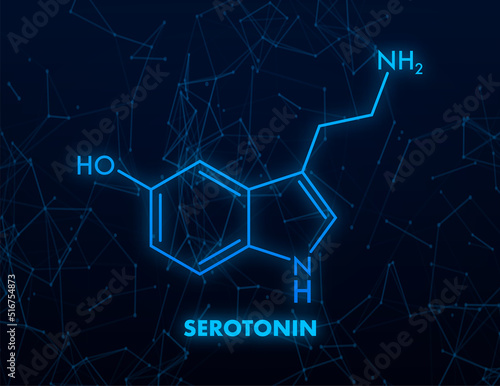 Vector graphic. Serotonin editable stroke outline icon isolated on white background photo