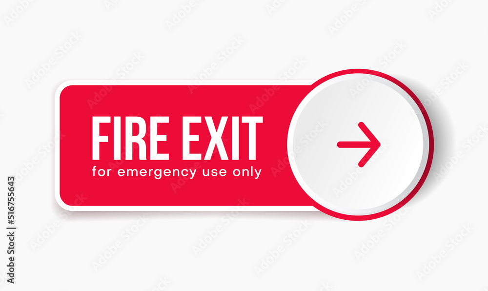 Emergency fire exit door icon. Red exit signs. Arrow symbol. Emergency fire exit door icon. Red exit signs. Arrow symbol.
