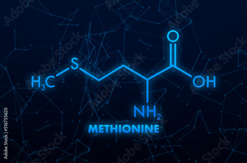 Icon with methionine formula. Amino acid molecule