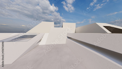 3d rendering architecture background building geometric shape