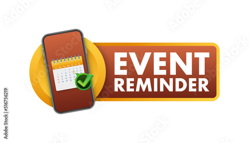 Upcoming events written on calendar. Advertising sign. Vector stock illustration.