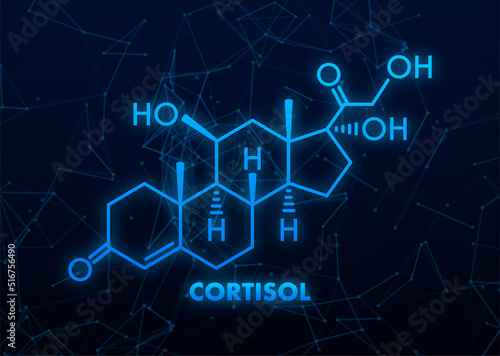 Stress hormone, cortisol chemical formula. Icon for medical design. Vector illustration